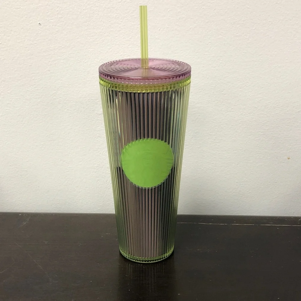 2025 Neon Lime & Lilac Starbucks Tumbler with straw